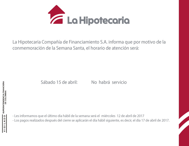 Horario De Atención En Semana Santa La Hipotecaria Colombia 5518
